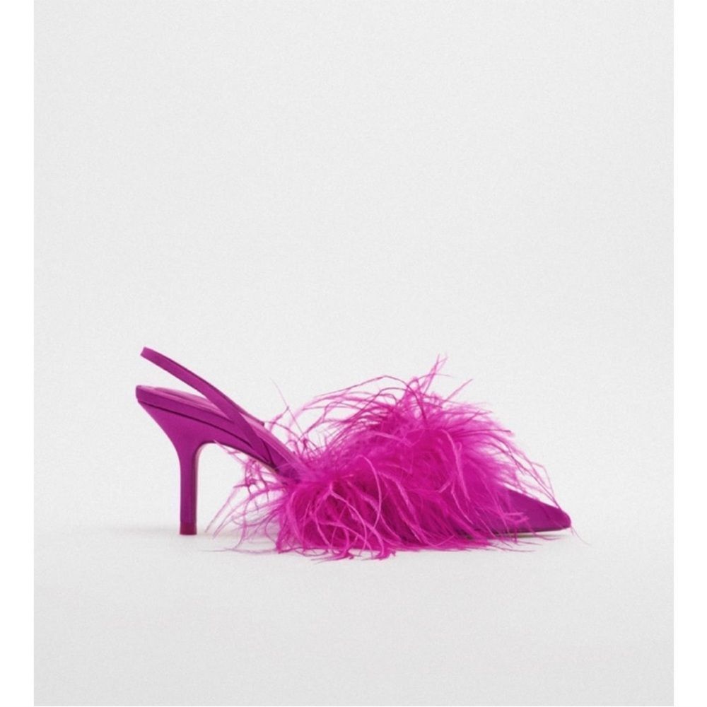 ❤️‍🔥Zara feathered fabric heeled shoes 038/42 - Picture 13 of 16